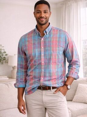 Vineyard Vines Men’s XXL Plaid Whale Shirt Button Down Cotton Casual‎